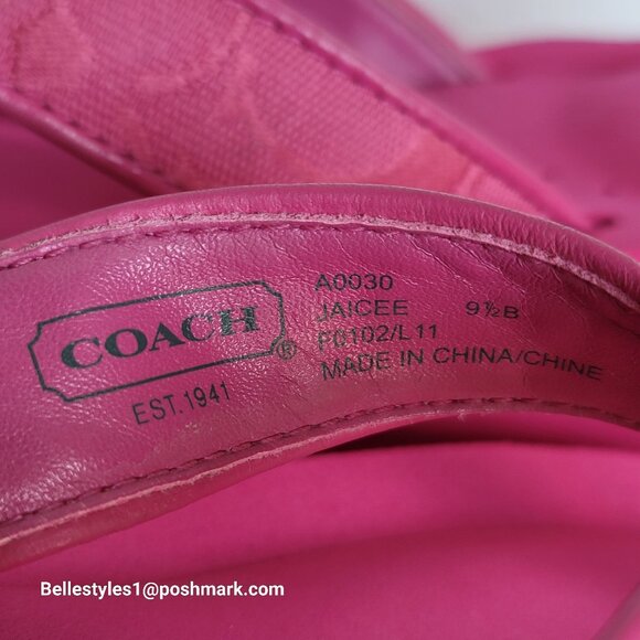 COACH Jaicee Wedge Platform Sandals in Signature Fabric-Fuchsia color.Size 9.5B⭐ - Picture 15 of 16